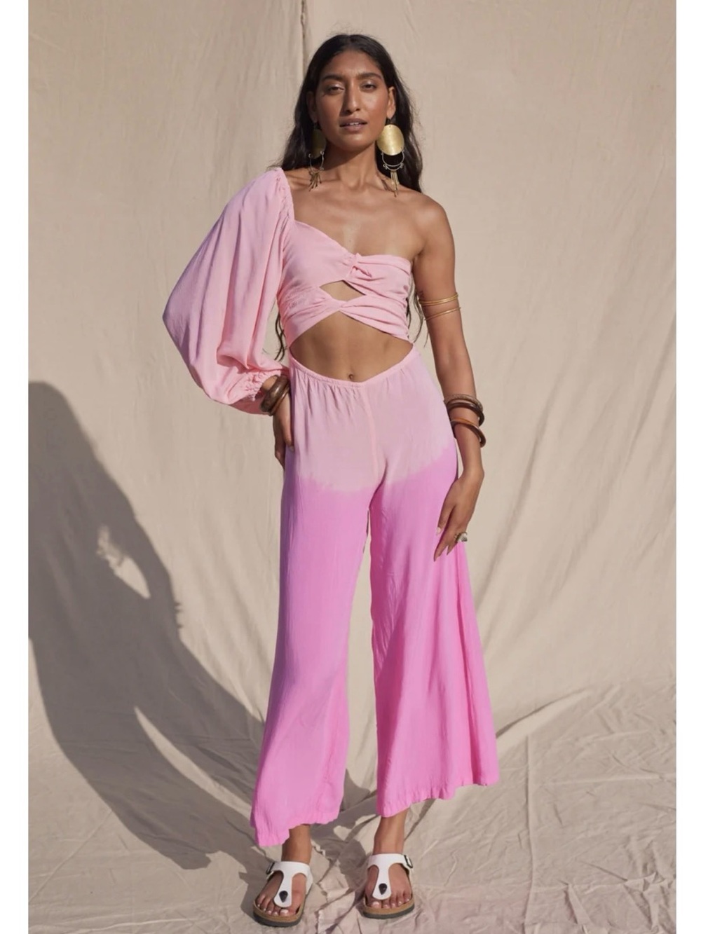 Jen’s Pirate Booty Cottage Jumpsuit One-Shoulder Pink Small